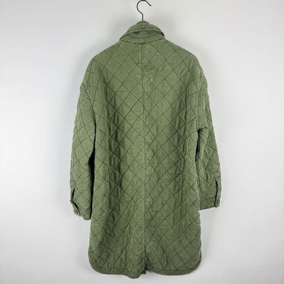 Blank NYC Happy Camper Long Quilted Jacket Women's Green Shacket Large - Picture 8 of 16